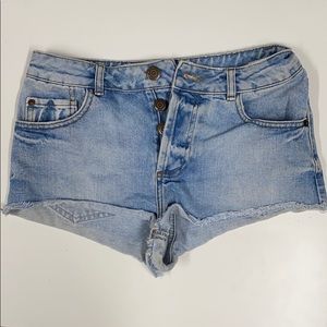 Topshop Denim Moto Shorts 28